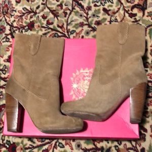 Plenty by Tracy Reese camel suede cowboy boot